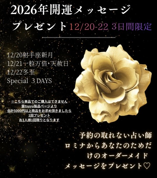 画像1: 【20.21.22限定】5000円以上ご購入で占い師ロミナより2026年開運オーダーメイドメッセージプレゼント！ (1)